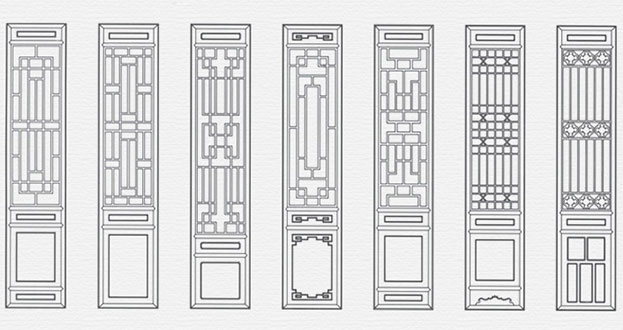 邕宁常用中式仿古花窗图案隔断设计图