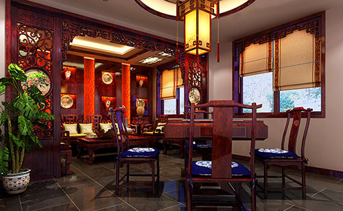邕宁古典中式风格茶楼包间设计装修效果图